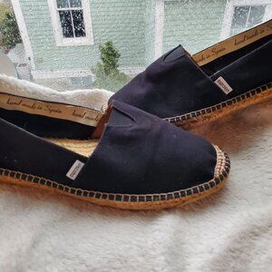 Viscata Barceloneta black espadrilles EU 41/US 10 canvas flats like new